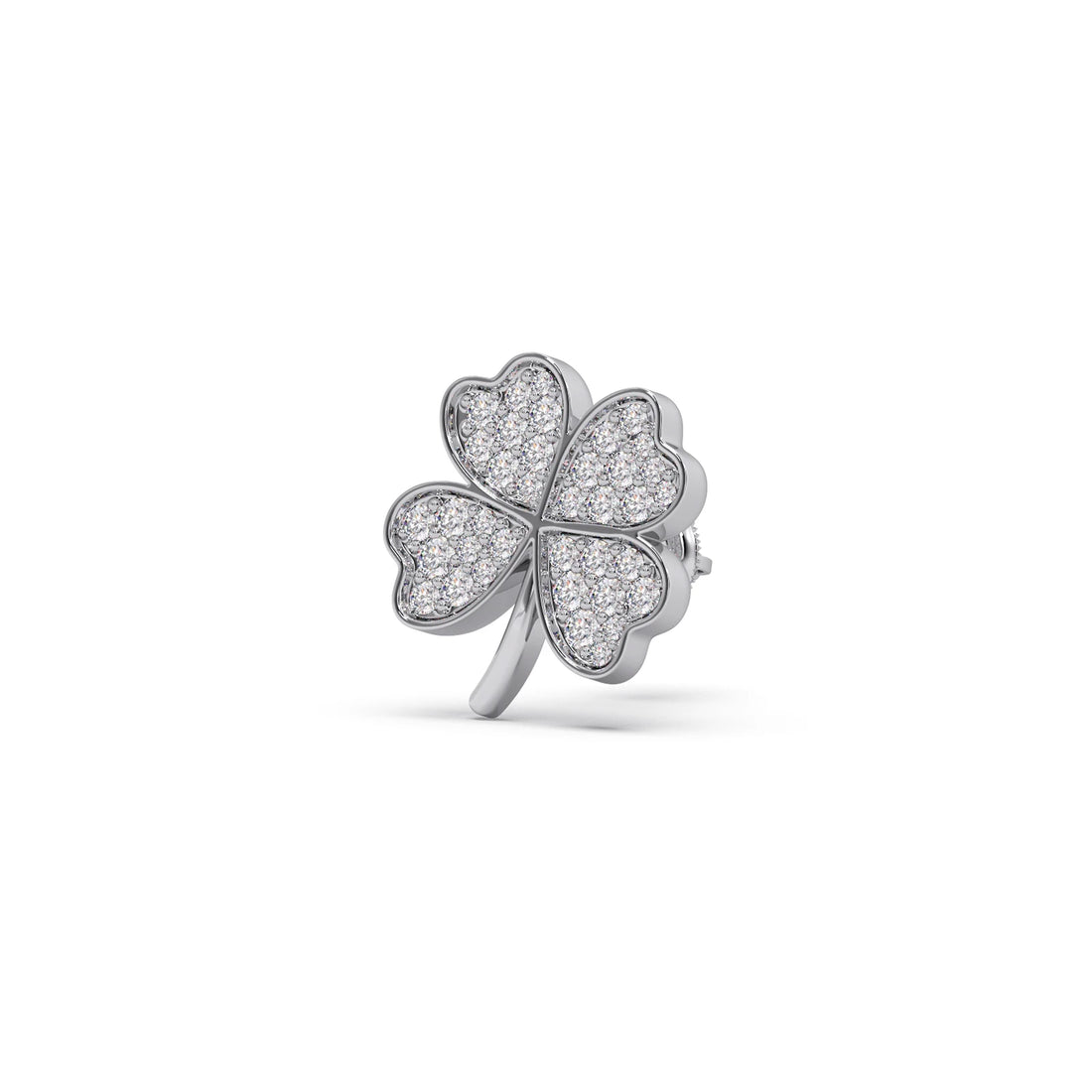 Diamond Flower Clover Stud Earrings