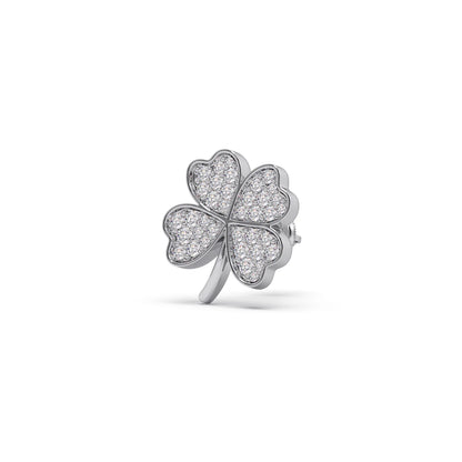 Diamond Flower Clover Stud Earrings