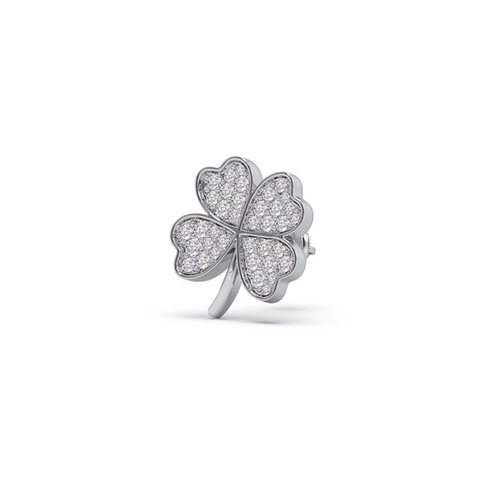Diamond Flower Clover Stud Earrings