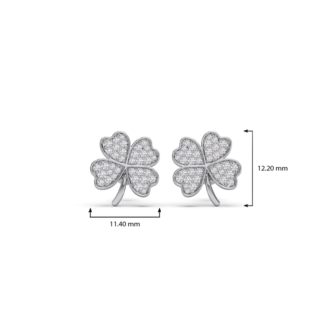 Diamond Flower Clover Stud Earrings