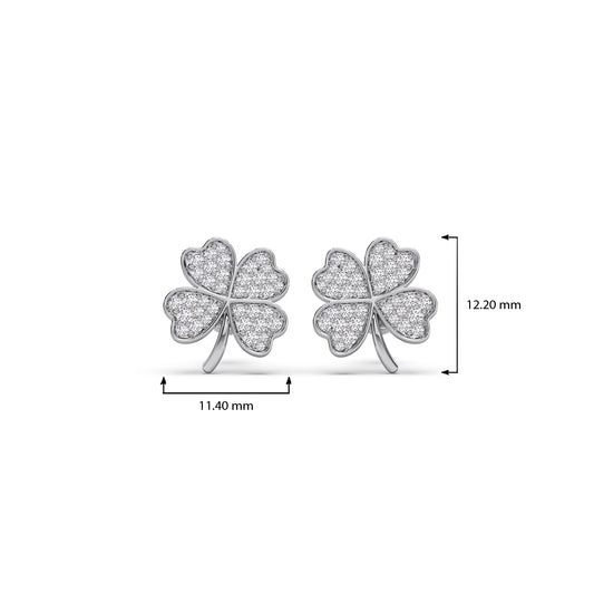 Diamond Flower Clover Stud Earrings