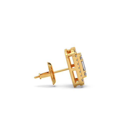 Baguette & Round Halo Earrings