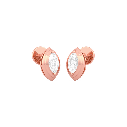 0.54 Ct Marquise Shape Classic Diamond Stud Earrings