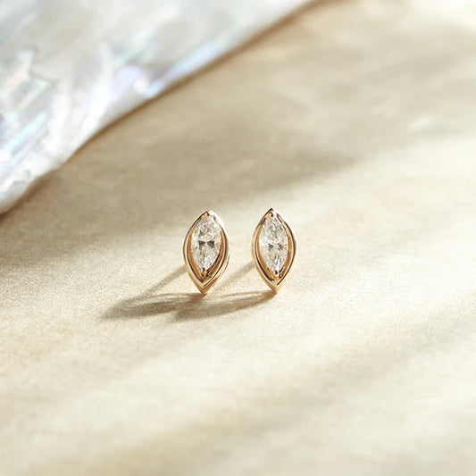 0.54 Ct Marquise Shape Classic Diamond Stud Earrings