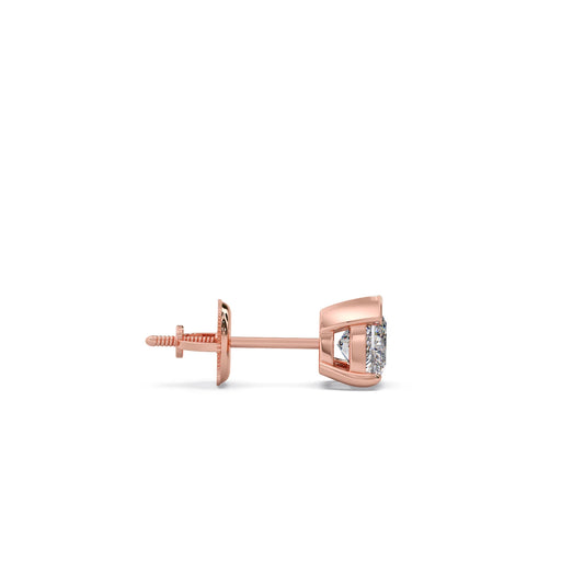 Half Bezel & Claw Prong Set Smallitaire Trillion Shape Diamond Earring
