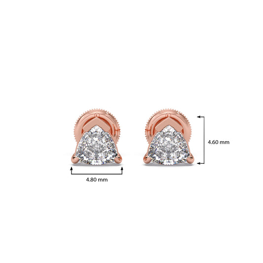 Half Bezel & Claw Prong Set Smallitaire Trillion Shape Diamond Earring