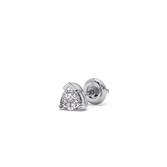 Half Bezel & Claw Prong Set Smallitaire Trillion Shape Diamond Earring