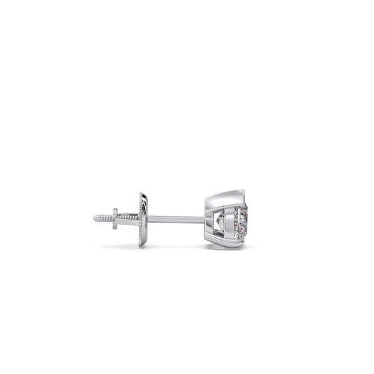 Half Bezel & Claw Prong Set Smallitaire Trillion Shape Diamond Earring