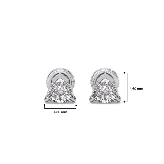 Half Bezel & Claw Prong Set Smallitaire Trillion Shape Diamond Earring