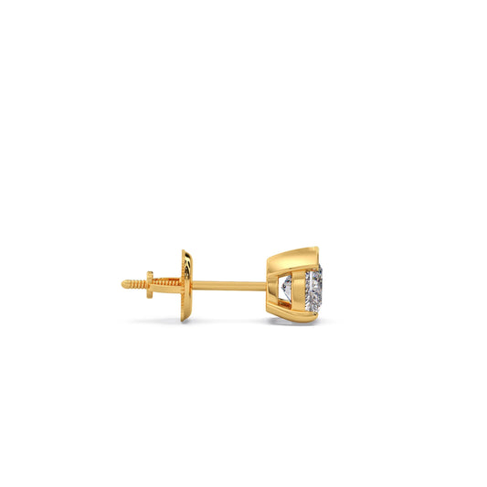 Half Bezel & Claw Prong Set Smallitaire Trillion Shape Diamond Earring