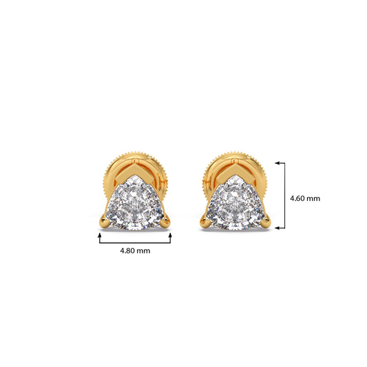 Half Bezel & Claw Prong Set Smallitaire Trillion Shape Diamond Earring