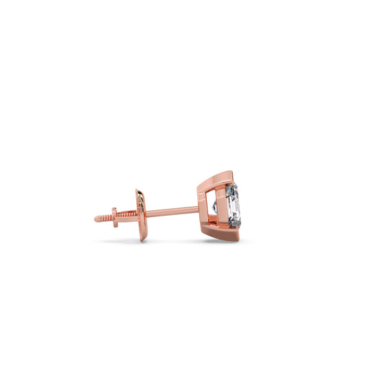 Half Bezel Set Tenz Hexa Cut Solitaire Earring