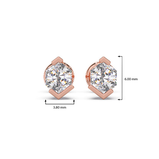 Half Bezel Set Tenz Hexa Cut Solitaire Earring
