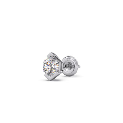Half Bezel Set Tenz Hexa Cut Solitaire Earring