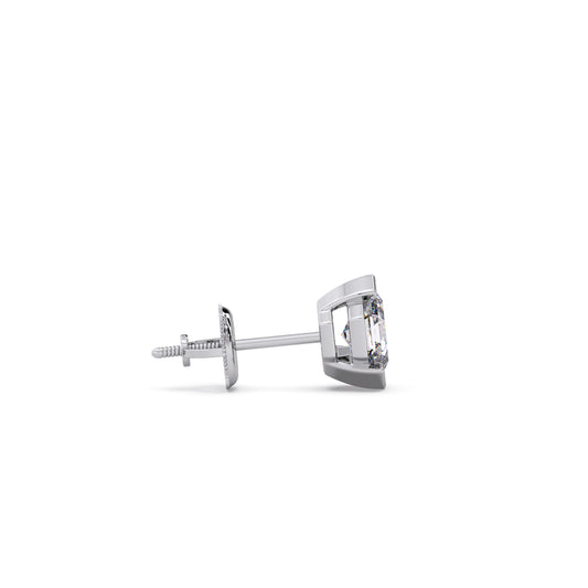 Half Bezel Set Tenz Hexa Cut Solitaire Earring