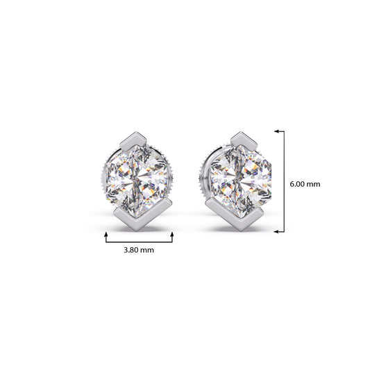 Half Bezel Set Tenz Hexa Cut Solitaire Earring