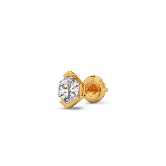 Half Bezel Set Tenz Hexa Cut Solitaire Earring