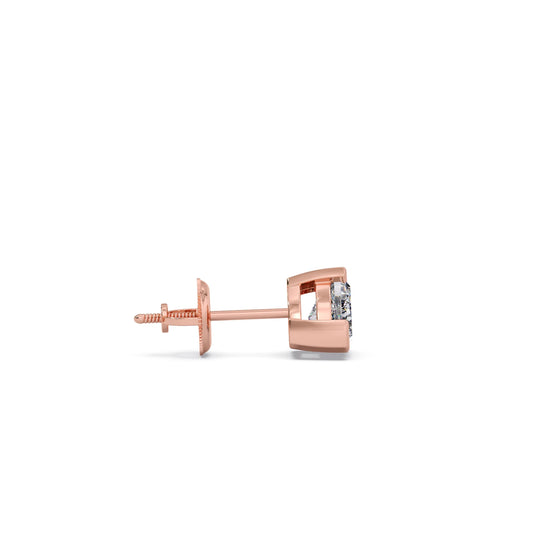 Half Bezel Set Smallitaire Trillion Cut Diamond Earring