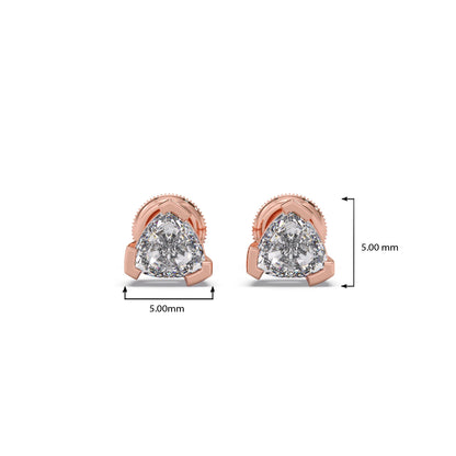 Half Bezel Set Smallitaire Trillion Cut Diamond Earring