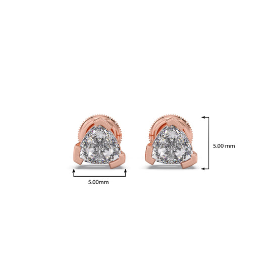 Half Bezel Set Smallitaire Trillion Cut Diamond Earring