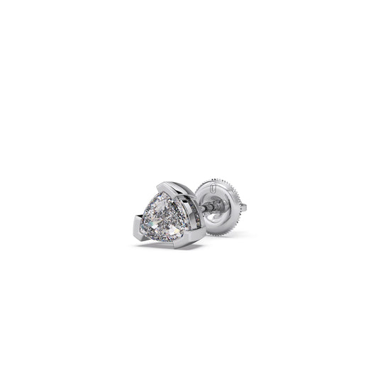 Half Bezel Set Smallitaire Trillion Cut Diamond Earring