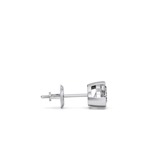 Half Bezel Set Smallitaire Trillion Cut Diamond Earring