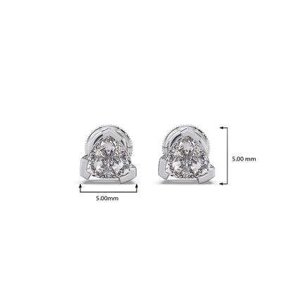 Half Bezel Set Smallitaire Trillion Cut Diamond Earring