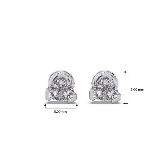 Half Bezel Set Smallitaire Trillion Cut Diamond Earring