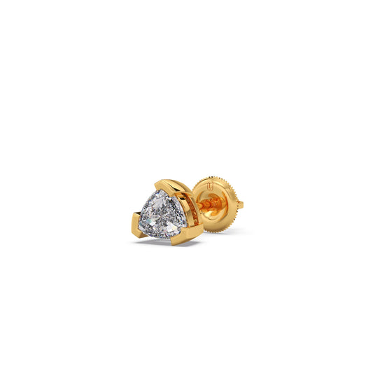 Half Bezel Set Smallitaire Trillion Cut Diamond Earring