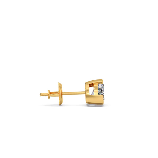 Half Bezel Set Smallitaire Trillion Cut Diamond Earring