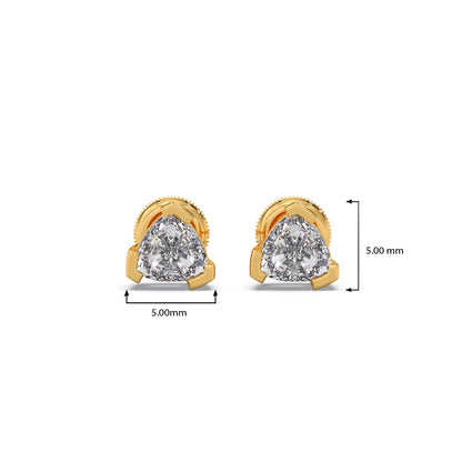 Half Bezel Set Smallitaire Trillion Cut Diamond Earring