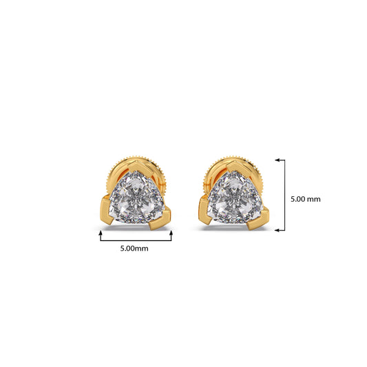 Half Bezel Set Smallitaire Trillion Cut Diamond Earring