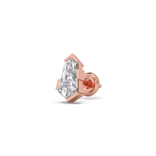 Half Bezel Set Pin Shape Solitaire Earring
