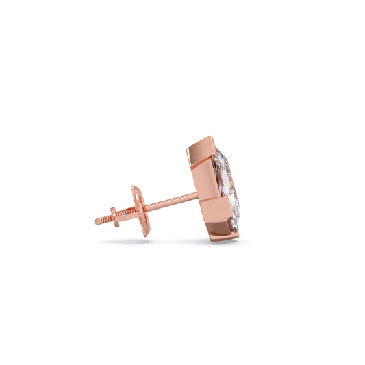 Half Bezel Set Pin Shape Solitaire Earring