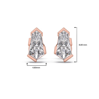 Half Bezel Set Pin Shape Solitaire Earring