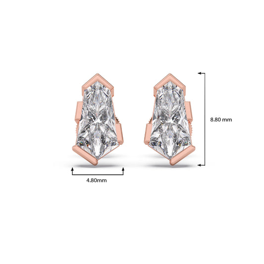 Half Bezel Set Pin Shape Solitaire Earring