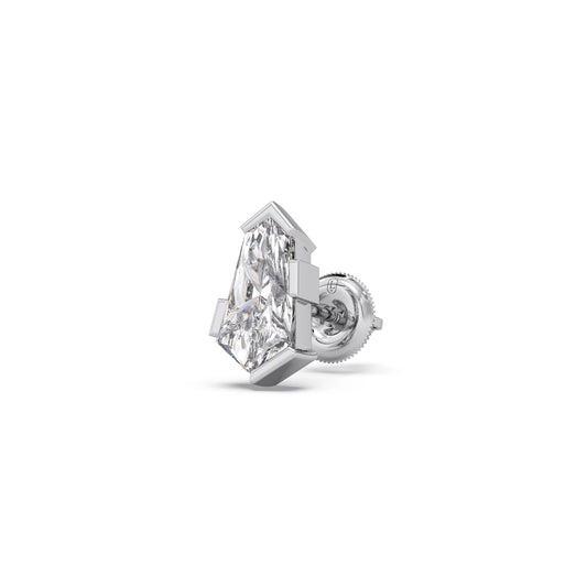 Half Bezel Set Pin Shape Solitaire Earring