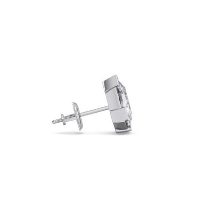 Half Bezel Set Pin Shape Solitaire Earring