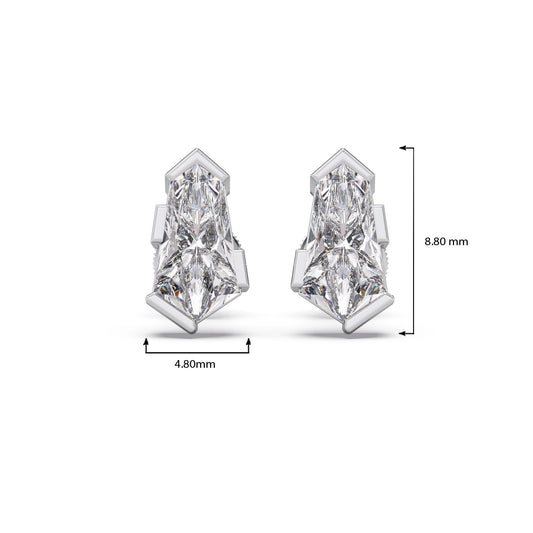 Half Bezel Set Pin Shape Solitaire Earring
