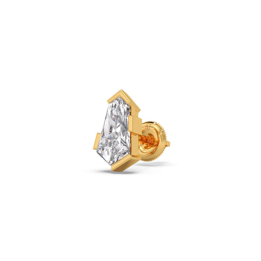 Half Bezel Set Pin Shape Solitaire Earring