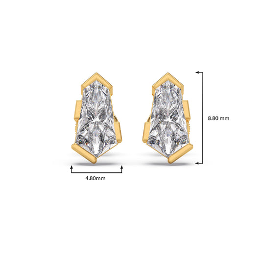 Half Bezel Set Pin Shape Solitaire Earring