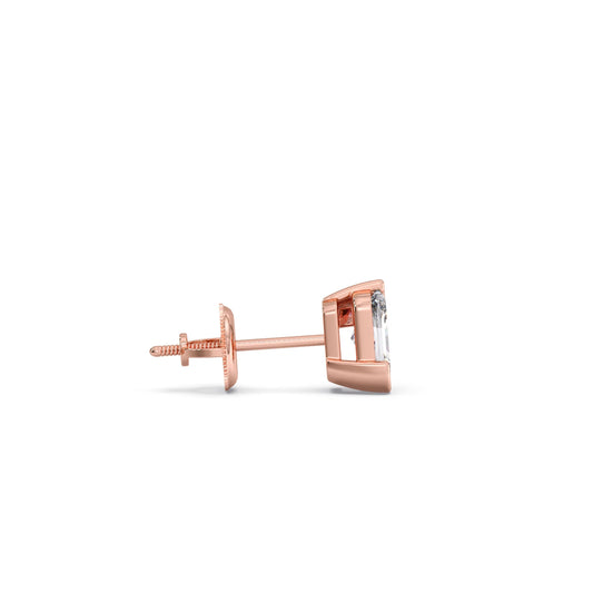 Half Bezel Set Smallitaire Frost Emerald Cut Earrings