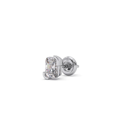 Half Bezel Set Smallitaire Frost Emerald Cut Earrings