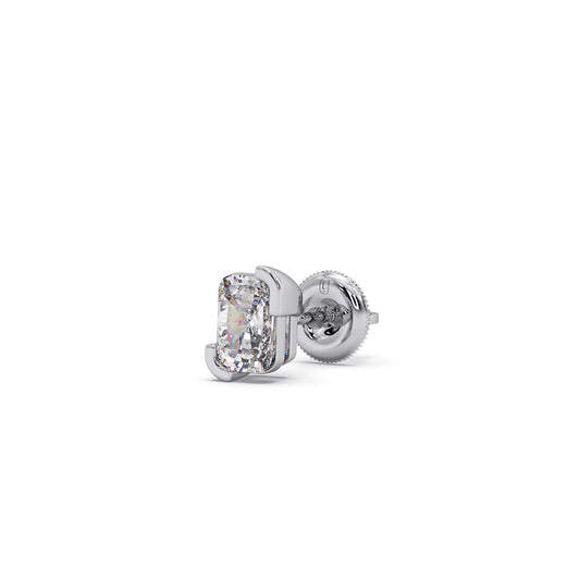 Half Bezel Set Smallitaire Frost Emerald Cut Earrings