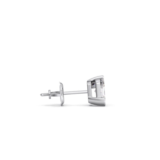 Half Bezel Set Smallitaire Frost Emerald Cut Earrings