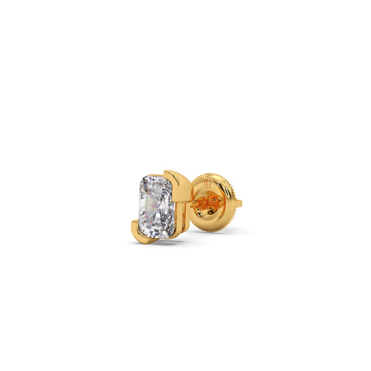 Half Bezel Set Smallitaire Frost Emerald Cut Earrings