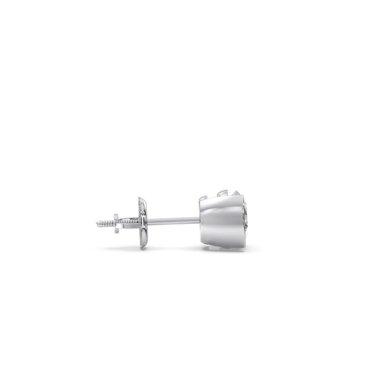 Half Bezel & Claw Prong Set Luminious Round Shape Solitaire Earring