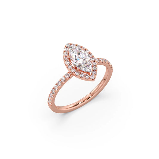 Marquise Cut Engagement Ring with Halo Setting