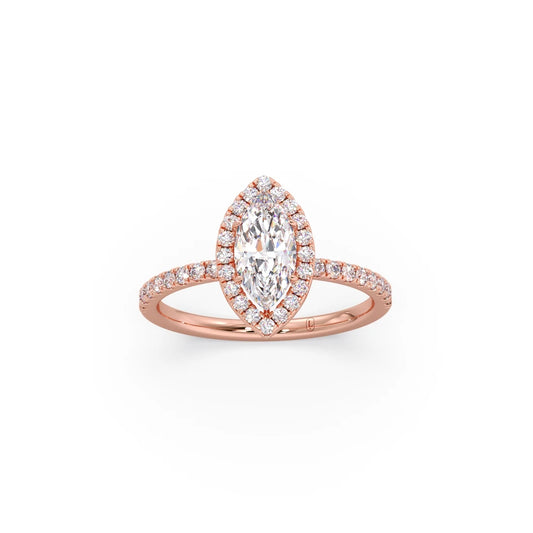 Marquise Cut Engagement Ring with Halo Setting
