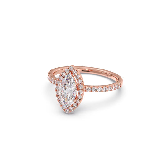 Marquise Cut Engagement Ring with Halo Setting